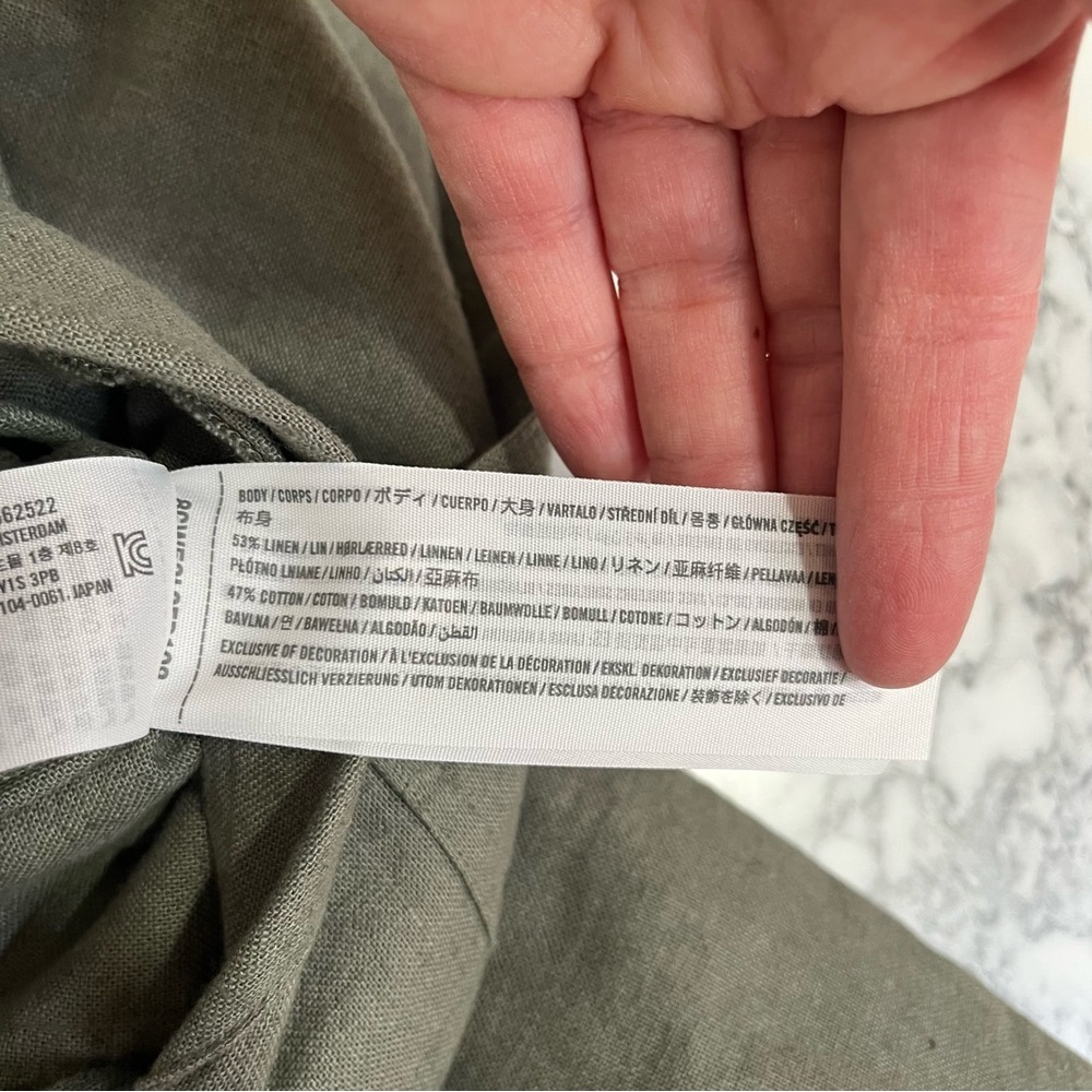 Abercrombie & Fitch Linen-Blend Utility Boiler Suit Jumpsuit Olive Green XS Tall - Picture 14 of 15